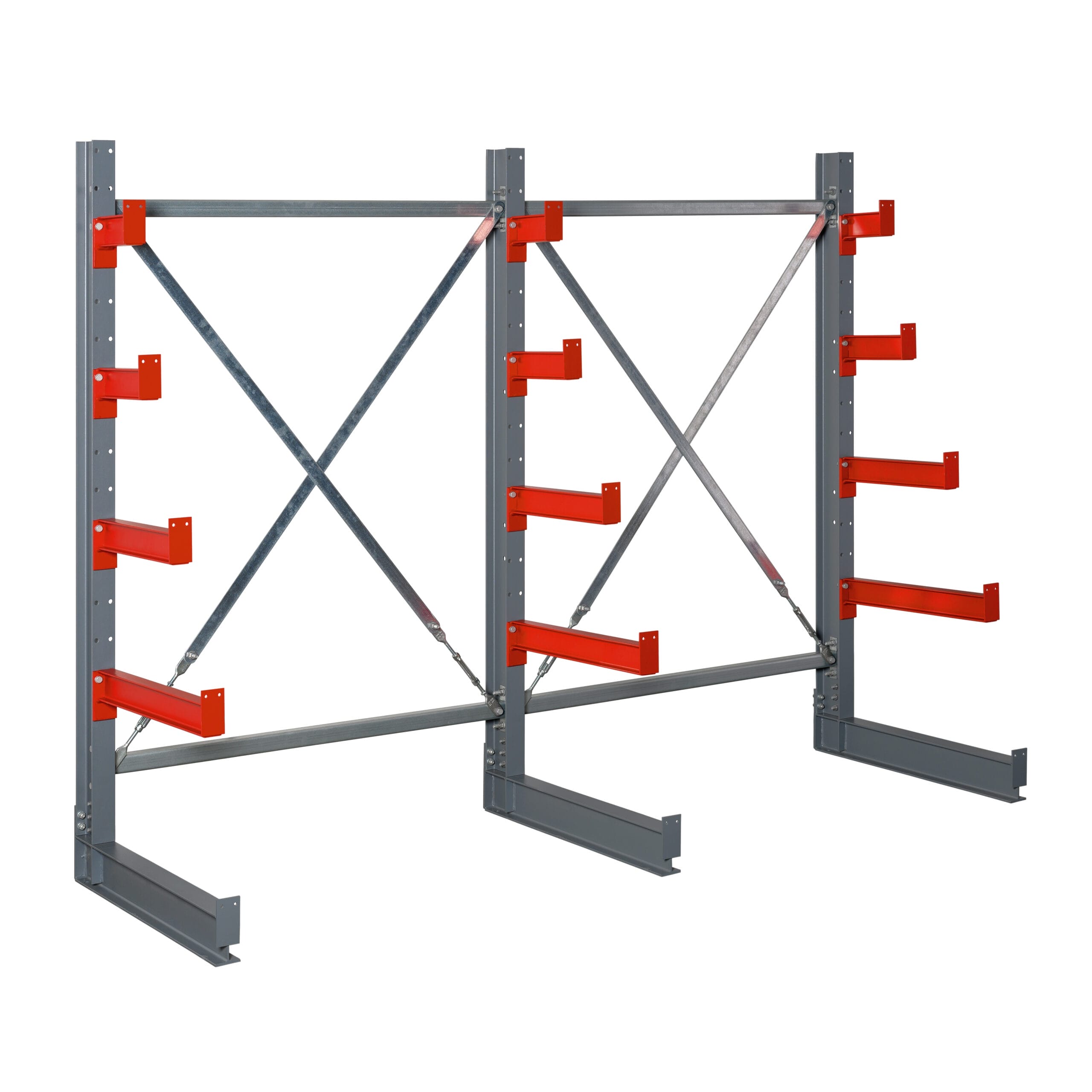 Einseitiges Tannenbaum-Kragarmregal für die platzsparende Lagerung von Holz , Freisteller Bild