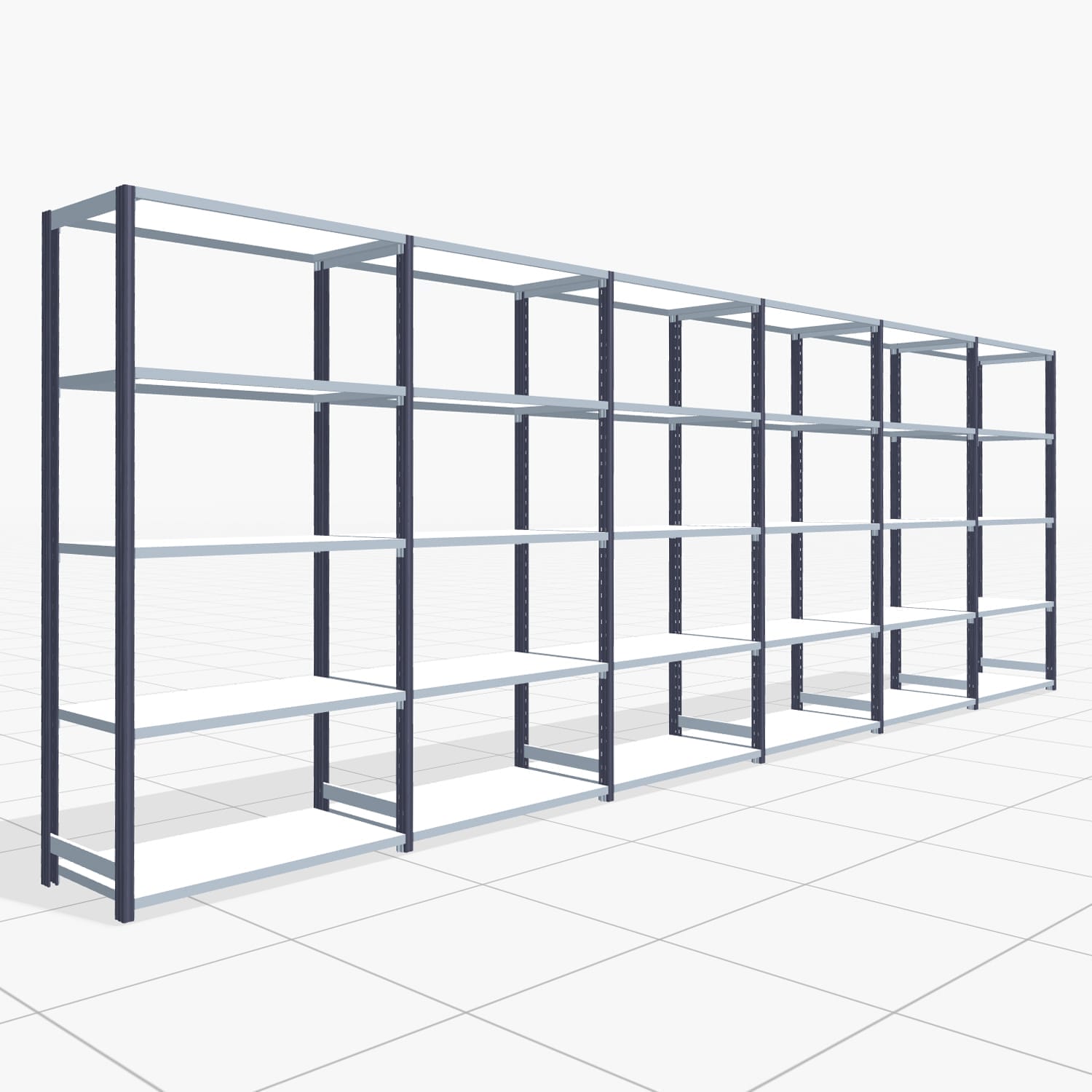 Legbordstelling FBX 4000, H: 2.000 mm, B: 6.014 mm mm, T: 500 mm, Niveaus: 5