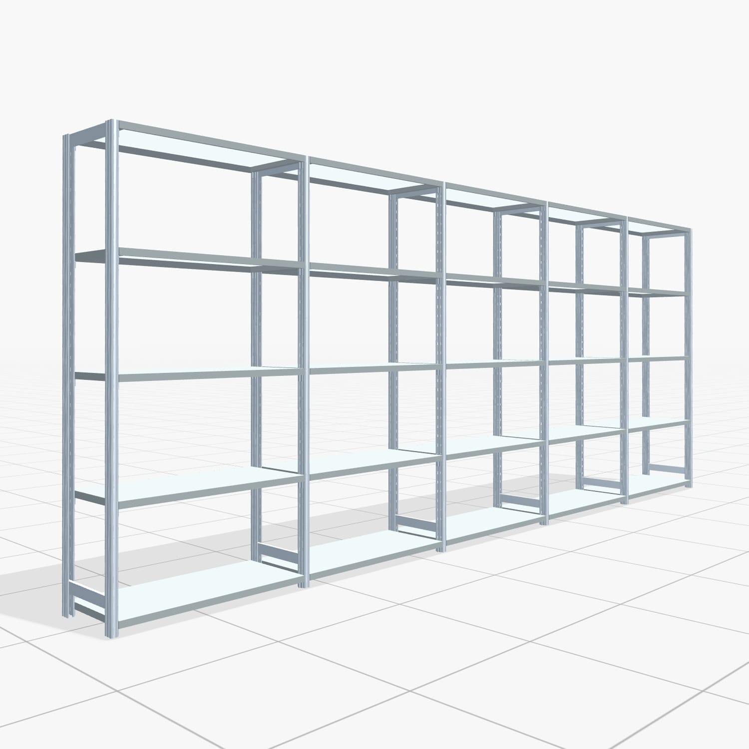 Legbordstelling FBX 4000, H: 2.000 mm, B: 5.017 mm mm, T: 400 mm, Niveaus: 5