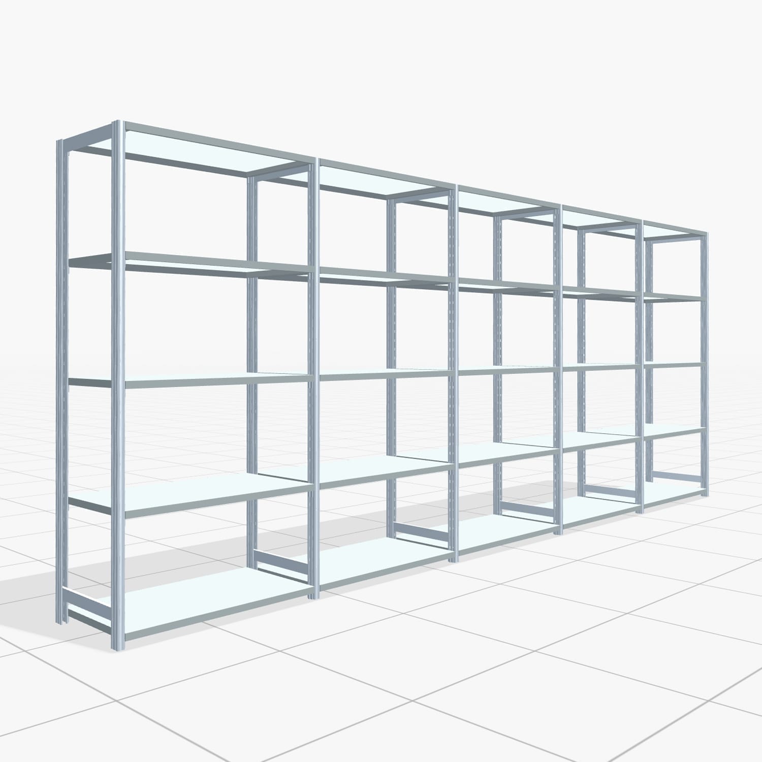 Legbordstelling FBX 4000, H: 2.000 mm, B: 5.017 mm mm, T: 500 mm, Niveaus: 5