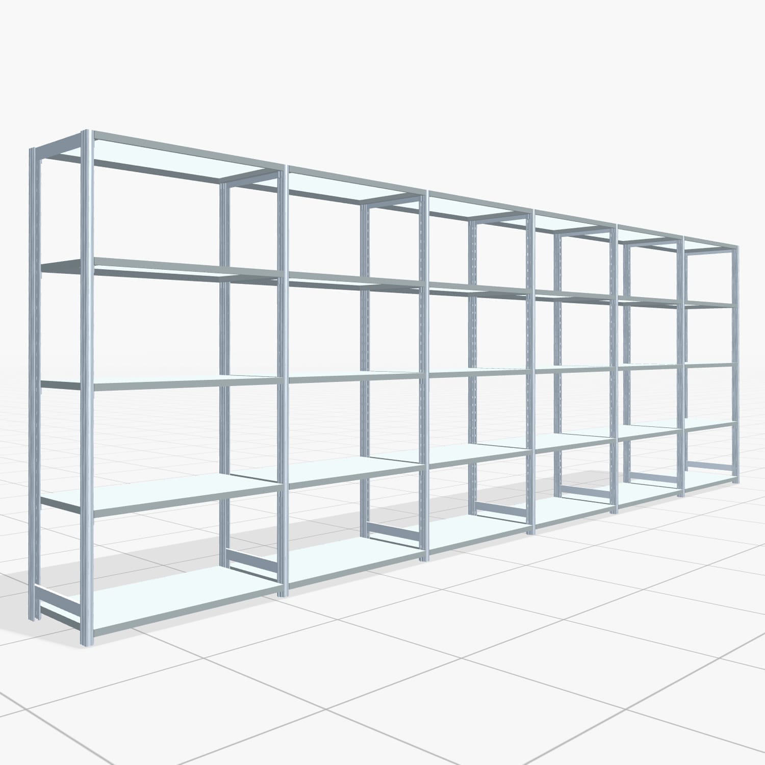 Legbordstelling FBX 4000, H: 2.000 mm, B: 6.014 mm mm, T: 500 mm, Niveaus: 5