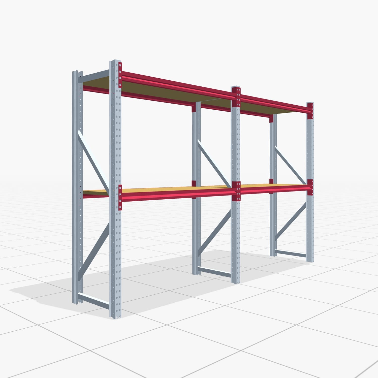 Magazijnstellingen WSX 5000, H: 2.000 mm, B: 3.187 mm mm, T: 600 mm, Niveaus: 3, Vakbreedte: 1.500 mm, Oplegging: Spanplatte