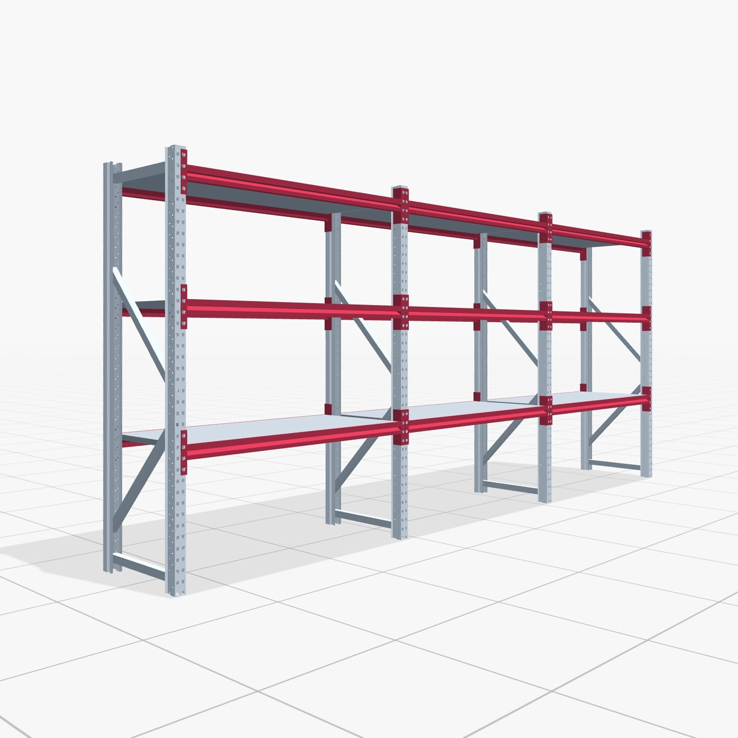 Magazijnstellingen WSX 5000, H: 2.000 mm, B: 4.748 mm mm, T: 600 mm, Niveaus: 4, Vakbreedte: 1.500 mm, Oplegging: Stahlboden