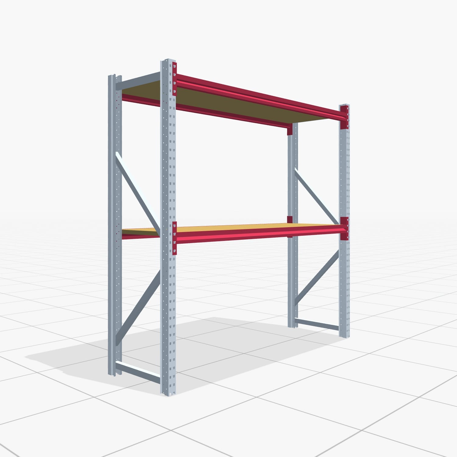 Magazijnstellingen WSX 5000, H: 2.000 mm, B: 2.121 mm mm, T: 600 mm, Niveaus: 3, Vakbreedte: 2.000 mm, Oplegging: Spanplatte