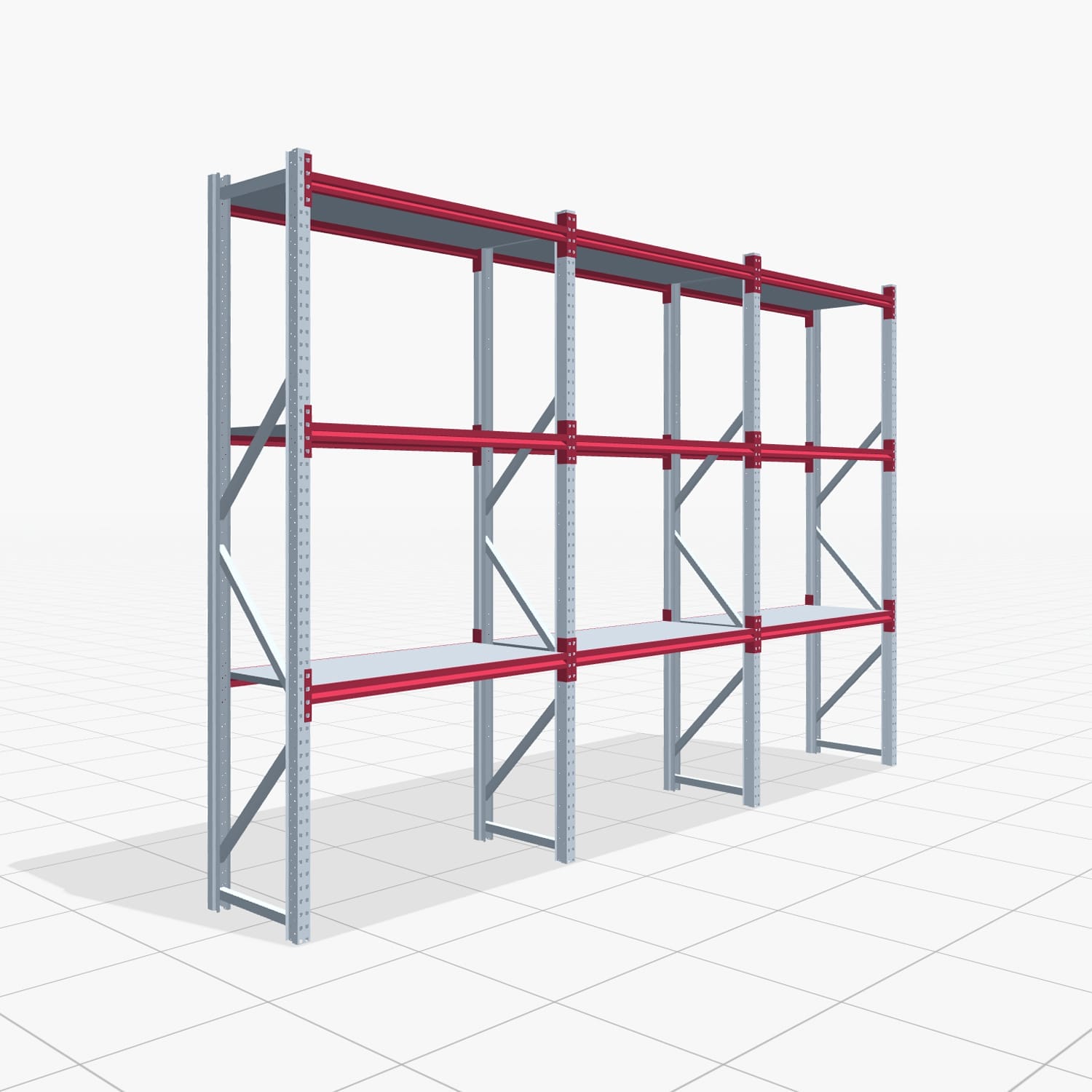 Magazijnstellingen WSX 5000, H: 3.000 mm, B: 4.748 mm mm, T: 600 mm, Niveaus: 4, Vakbreedte: 1.500 mm, Oplegging: Stahlboden