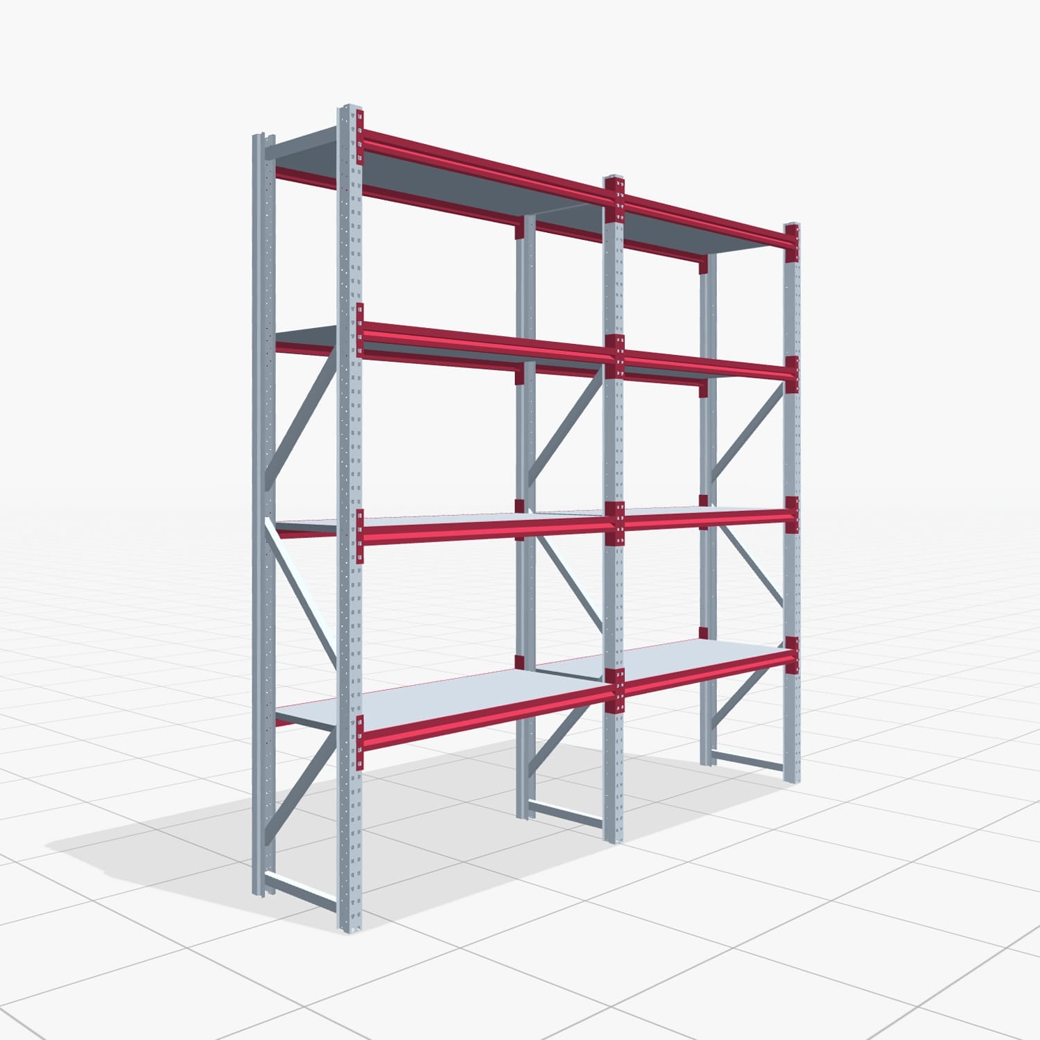 Magazijnstellingen WSX 5000, H: 3.000 mm, B: 3.187 mm mm, T: 600 mm, Niveaus: 5, Vakbreedte: 1.500 mm, Oplegging: Stahlboden