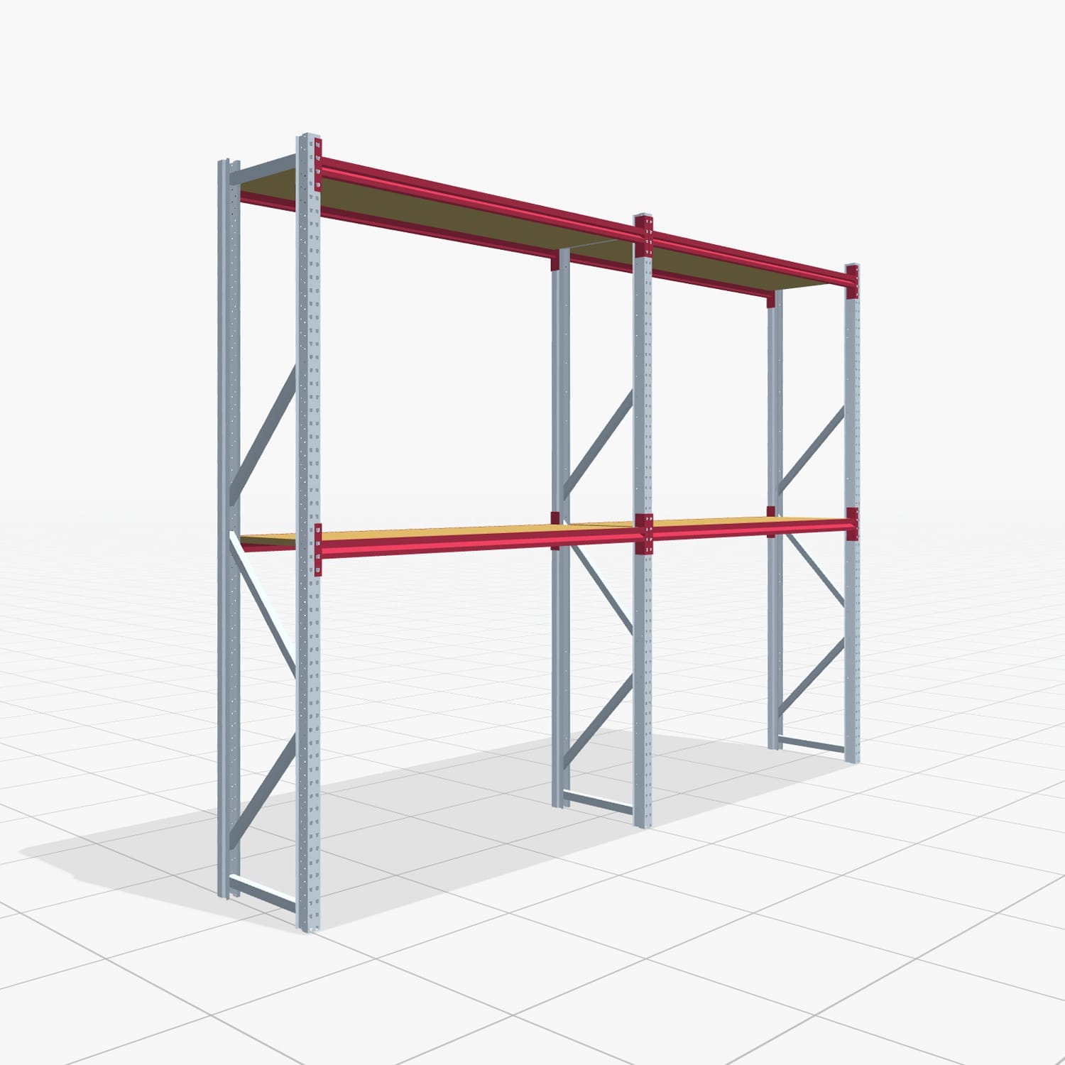 Magazijnstellingen WSX 5000, H: 3.000 mm, B: 4.177 mm mm, T: 600 mm, Niveaus: 3, Vakbreedte: 2.000 mm, Oplegging: Spanplatte