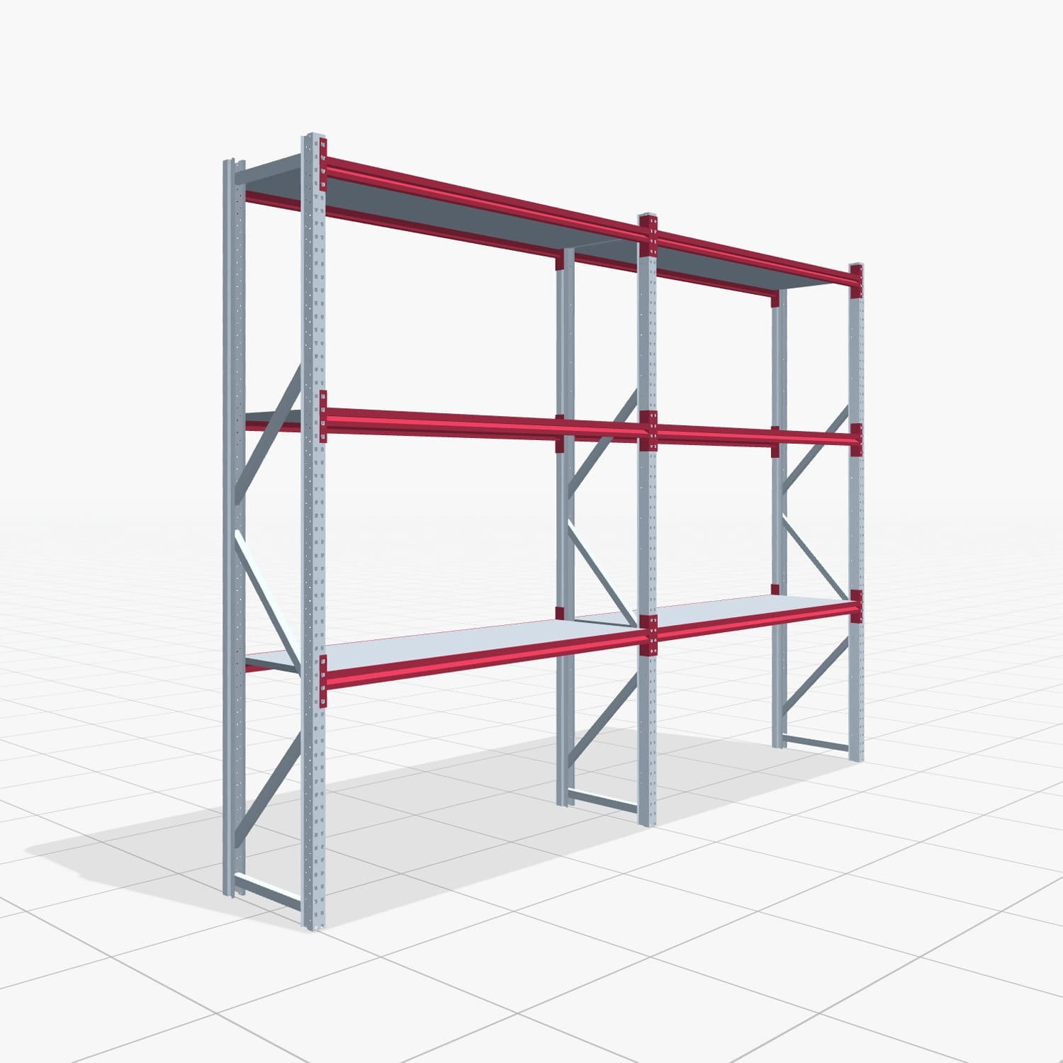 Magazijnstellingen WSX 5000, H: 3.000 mm, B: 4.177 mm mm, T: 600 mm, Niveaus: 4, Vakbreedte: 2.000 mm, Oplegging: Stahlboden