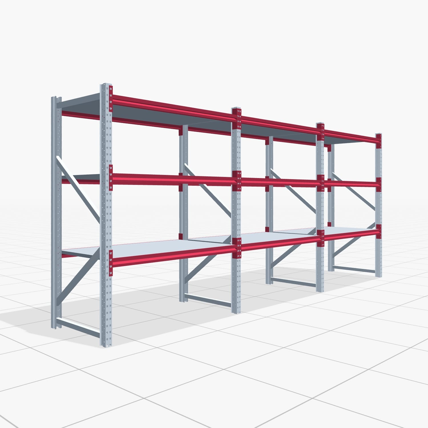 Magazijnstellingen WSX 5000, H: 2.000 mm, B: 4.748 mm mm, T: 800 mm, Niveaus: 4, Vakbreedte: 1.500 mm, Oplegging: Stahlboden