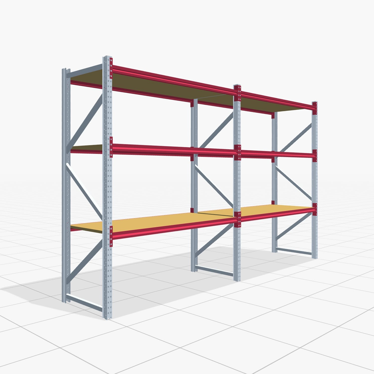 Magazijnstellingen WSX 5000, H: 2.400 mm, B: 4.177 mm mm, T: 800 mm, Niveaus: 4, Vakbreedte: 2.000 mm, Oplegging: Spanplatte