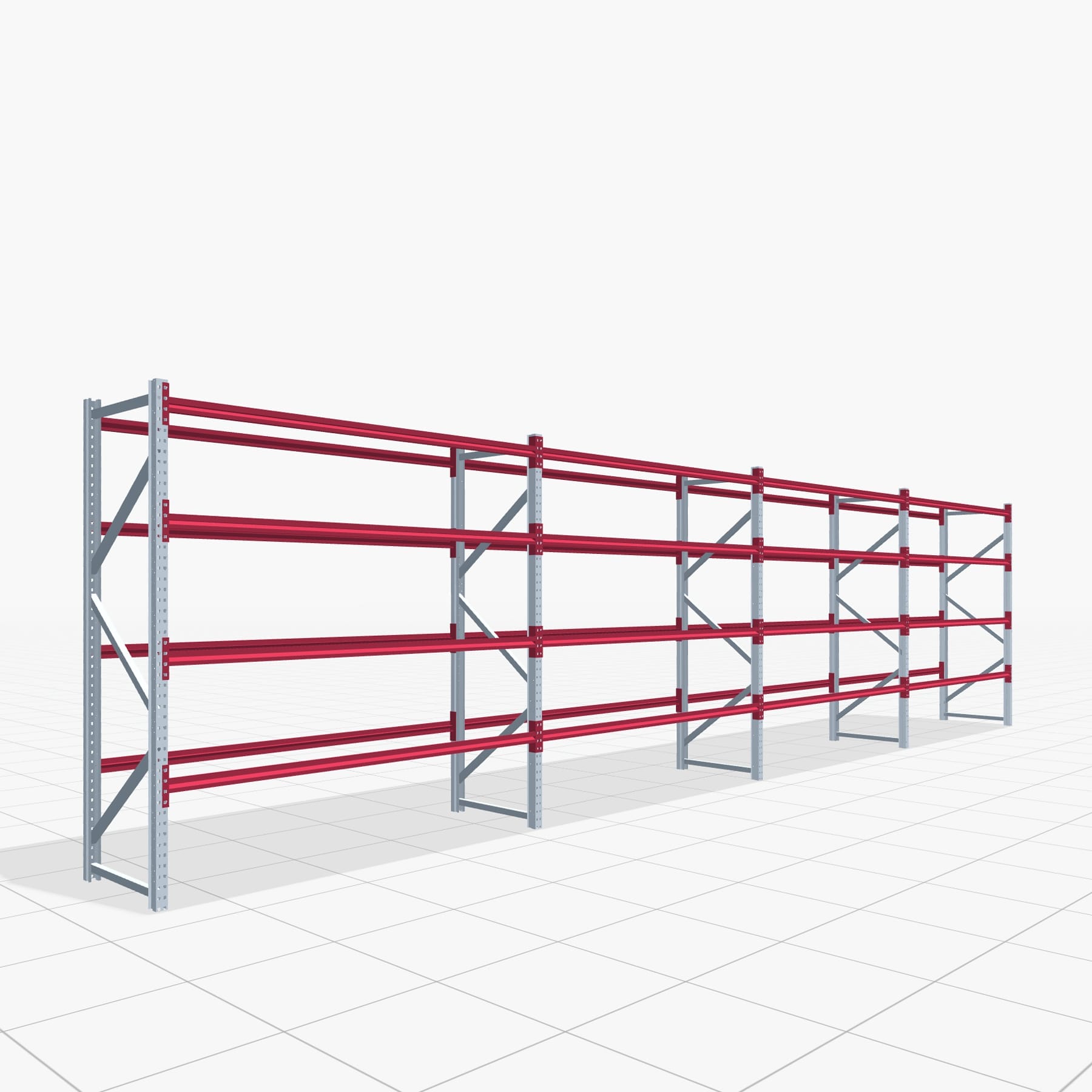 Magazijnstellingen WSX 5000, H: 2.400 mm, B: 10.269 mm mm, T: 800 mm, Niveaus: 5, Vakbreedte: 2.500 mm, Oplegging: ohne