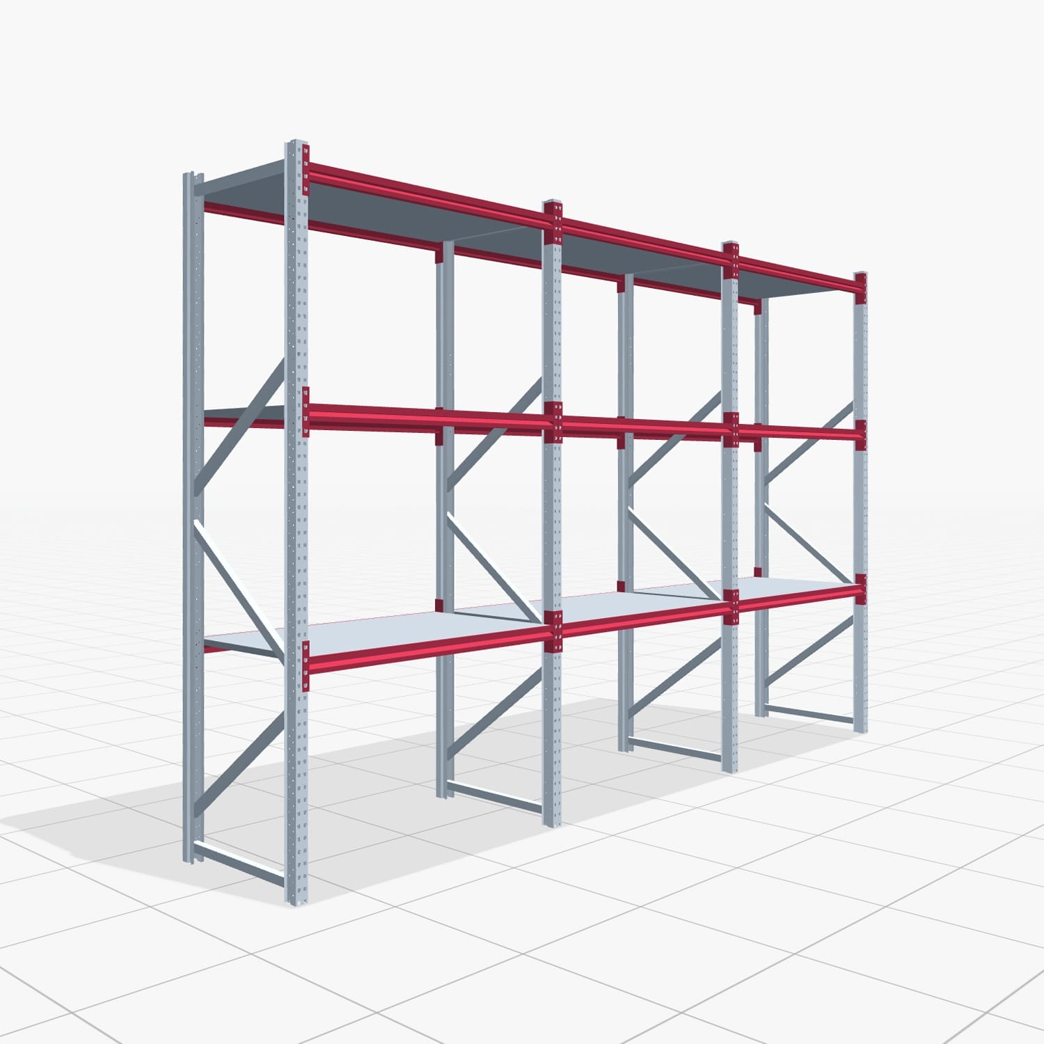 Magazijnstellingen WSX 5000, H: 3.000 mm, B: 4.748 mm mm, T: 800 mm, Niveaus: 4, Vakbreedte: 1.500 mm, Oplegging: Stahlboden