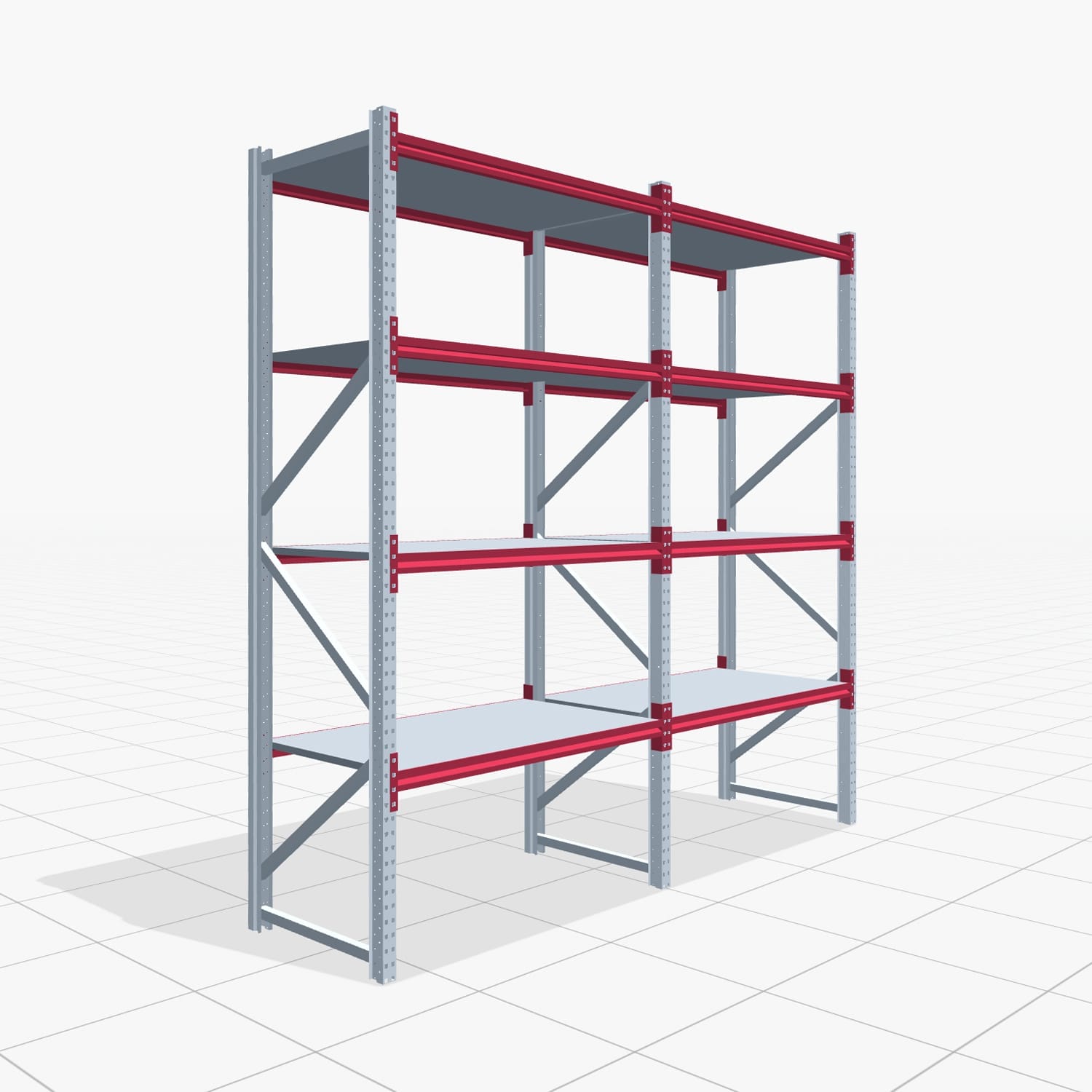 Magazijnstellingen WSX 5000, H: 3.000 mm, B: 3.187 mm mm, T: 800 mm, Niveaus: 5, Vakbreedte: 1.500 mm, Oplegging: Stahlboden