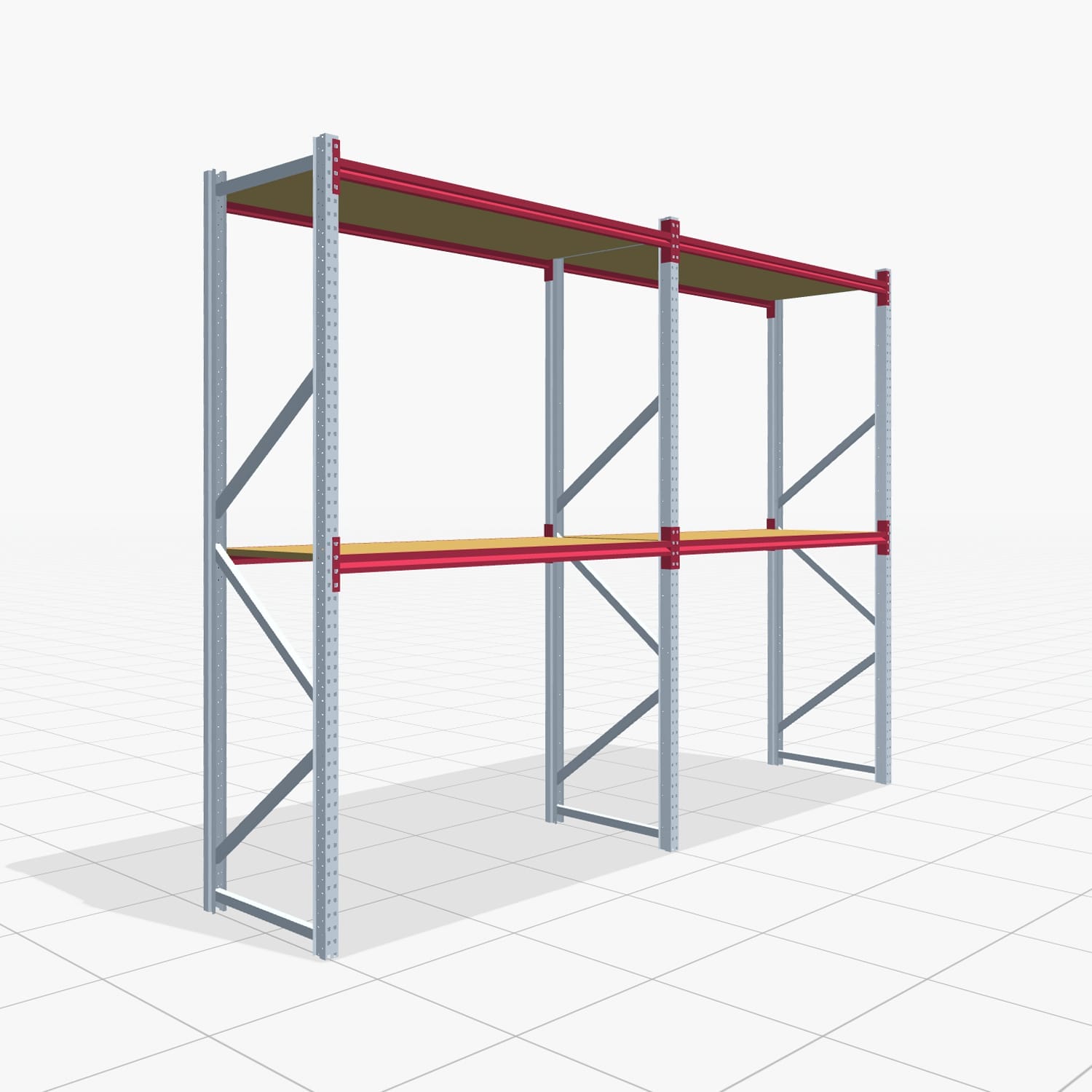 Magazijnstellingen WSX 5000, H: 3.000 mm, B: 4.177 mm mm, T: 800 mm, Niveaus: 3, Vakbreedte: 2.000 mm, Oplegging: Spanplatte