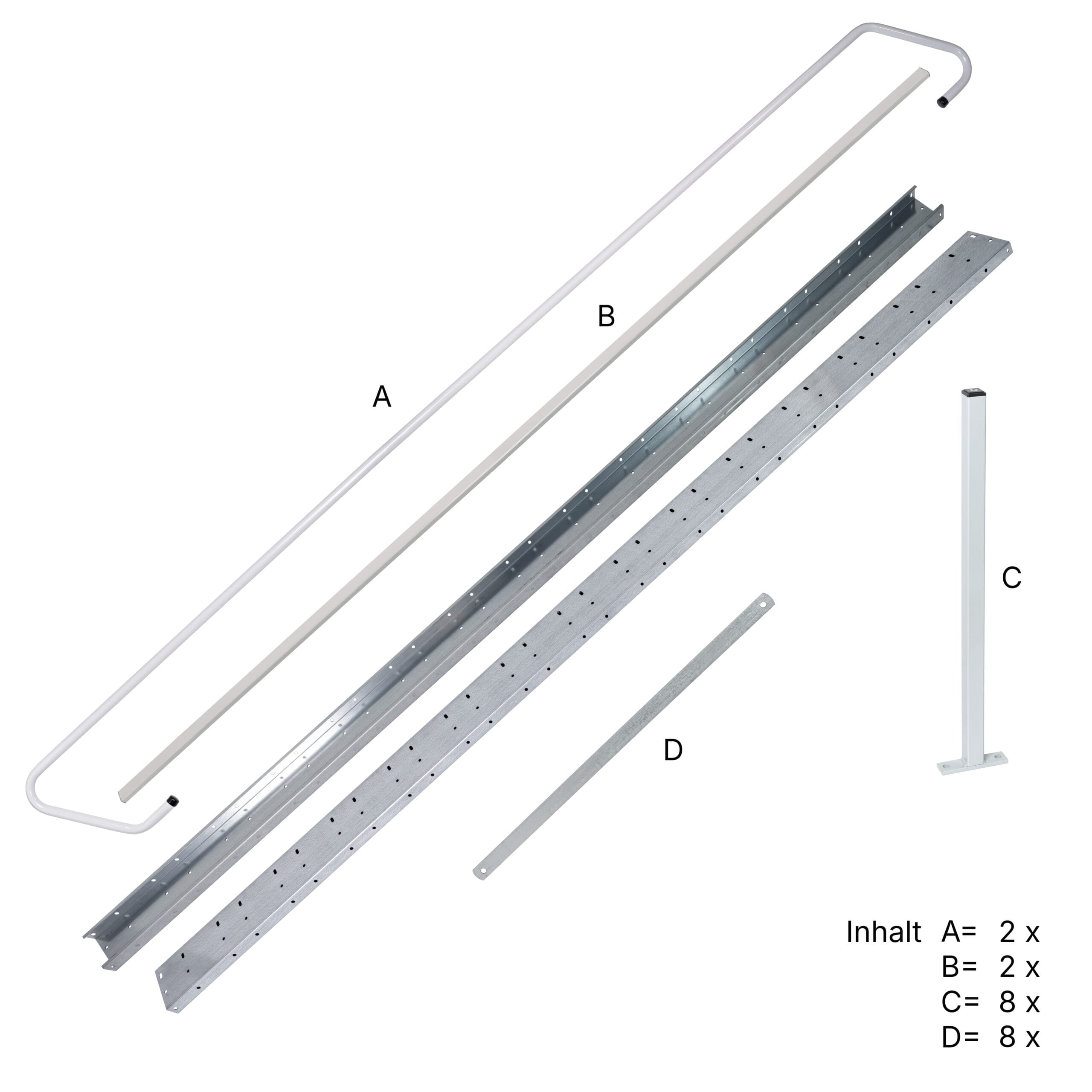 LBX 8000 trap, complete bouwgroep, incl. accessoires, RAL 7035 lichtgrijs & verzinkt