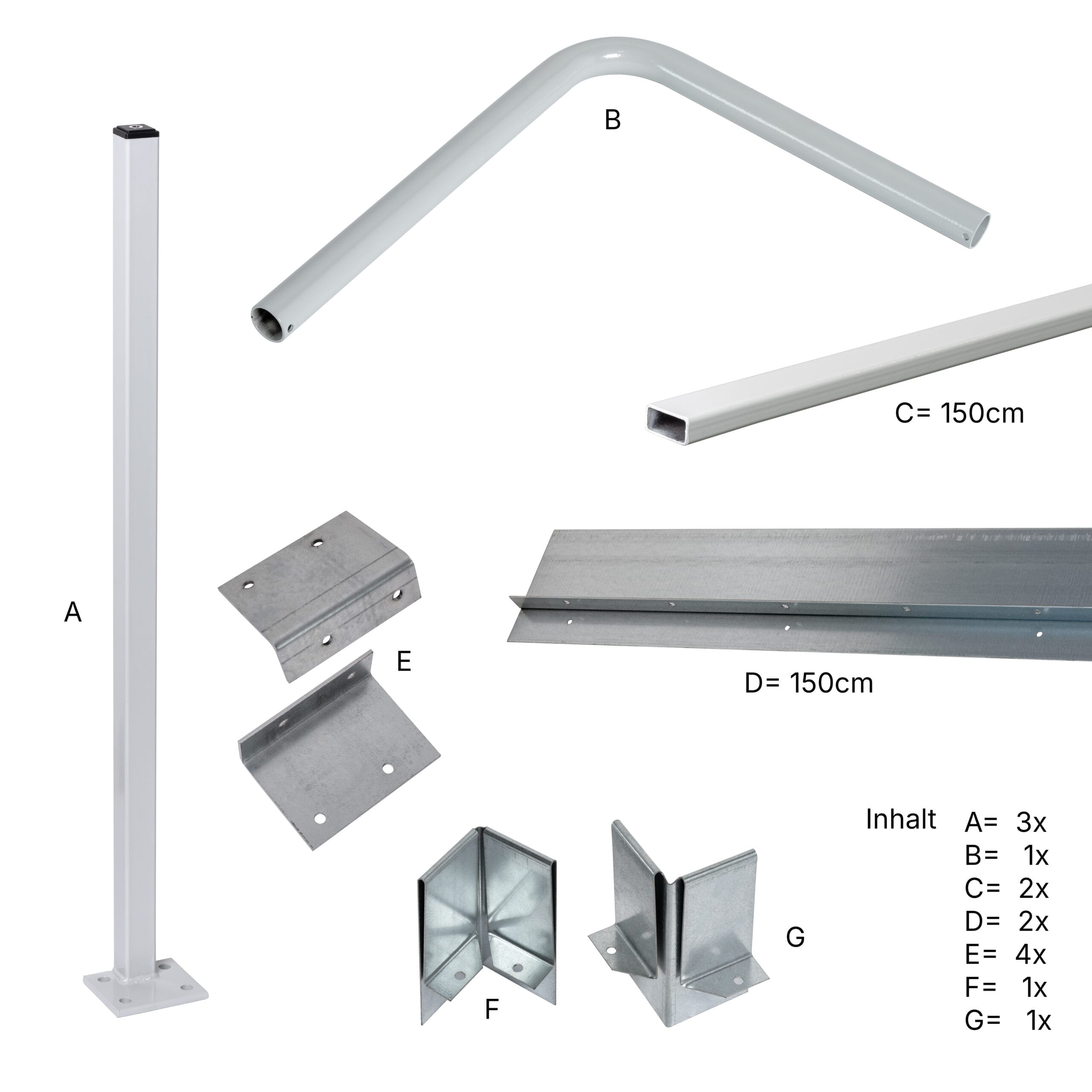 LBX 8000 Podest, complete bouwgroep, incl. accessoires, RAL 7035 lichtgrijs