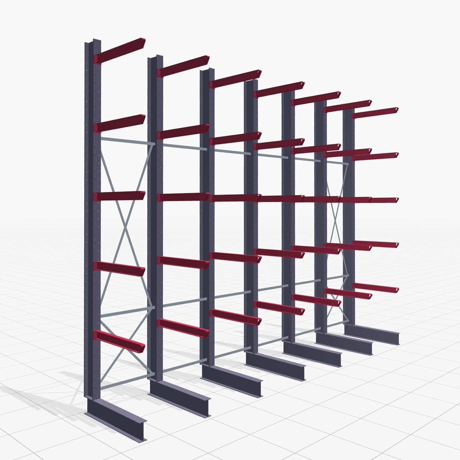 Draagarmstellingen heftruckbediend KSX 2000, H: 4.500 mm, B: 6100 mm, Armlengte: 1.000 mm, eenzijdig gebruik