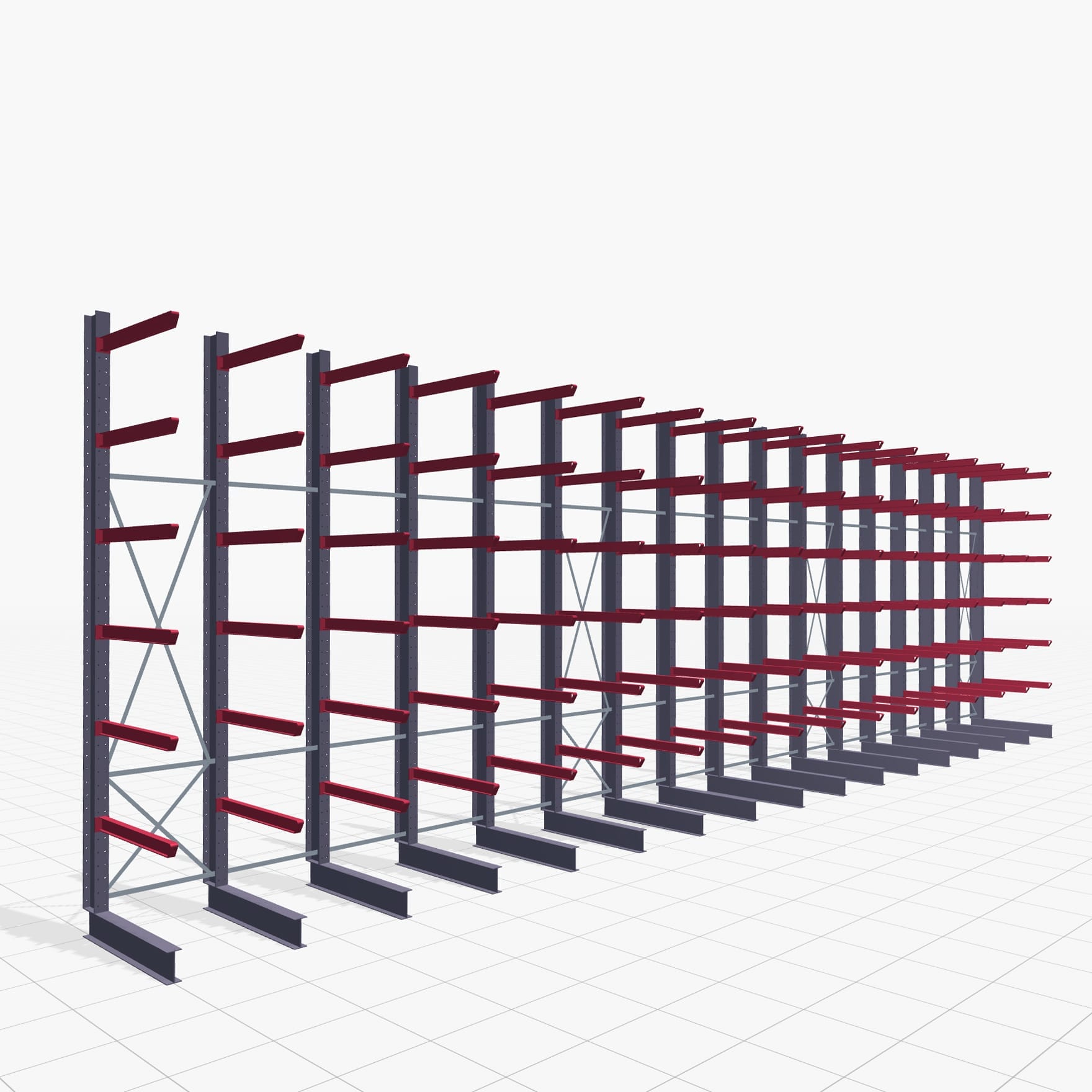 Draagarmstellingen heftruckbediend KSX 2000, H: 4.500 mm, B: 16100 mm, Armlengte: 1.200 mm, eenzijdig gebruik