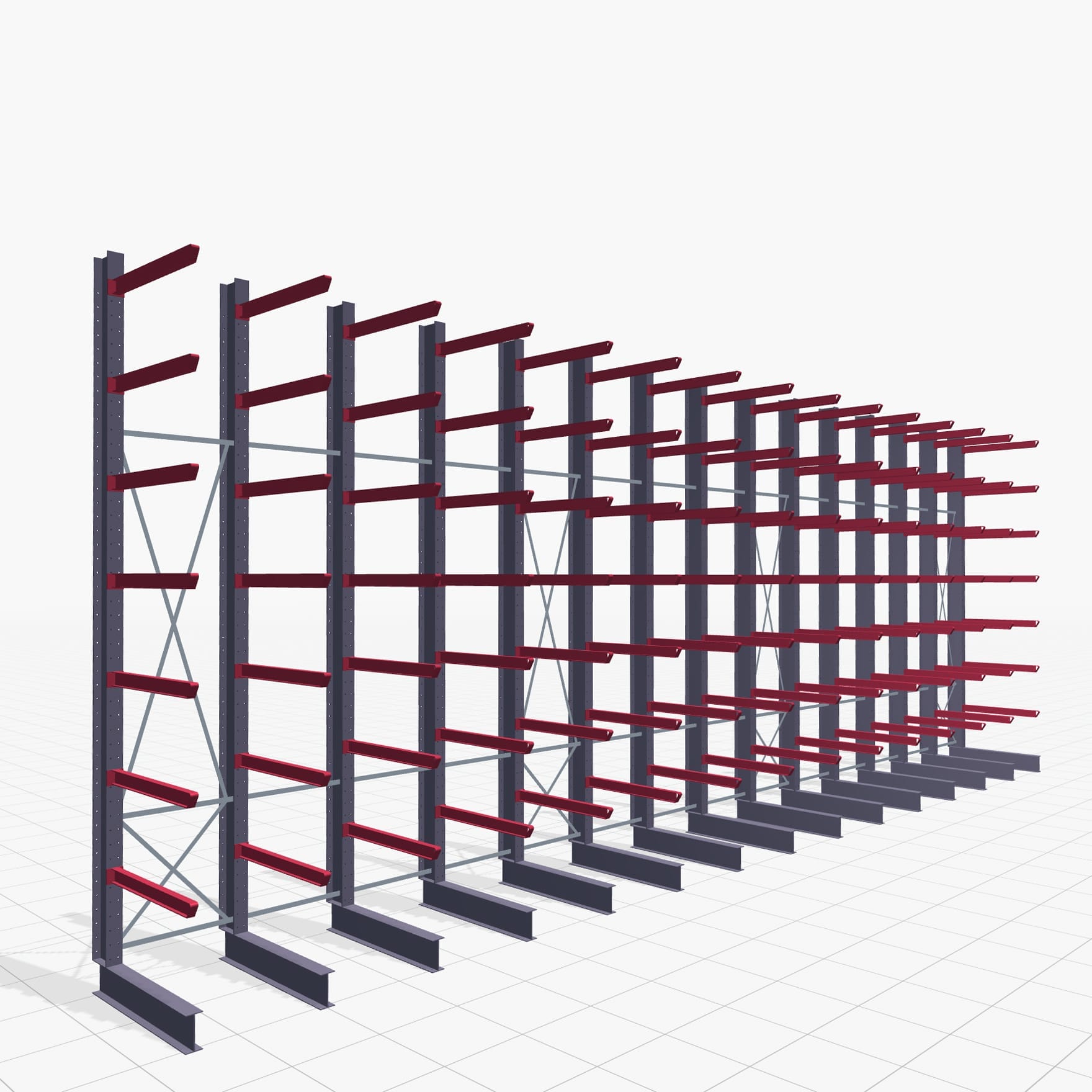 Draagarmstellingen heftruckbediend KSX 2000, H: 5.000 mm, B: 14110 mm, Armlengte: 1.200 mm, eenzijdig gebruik