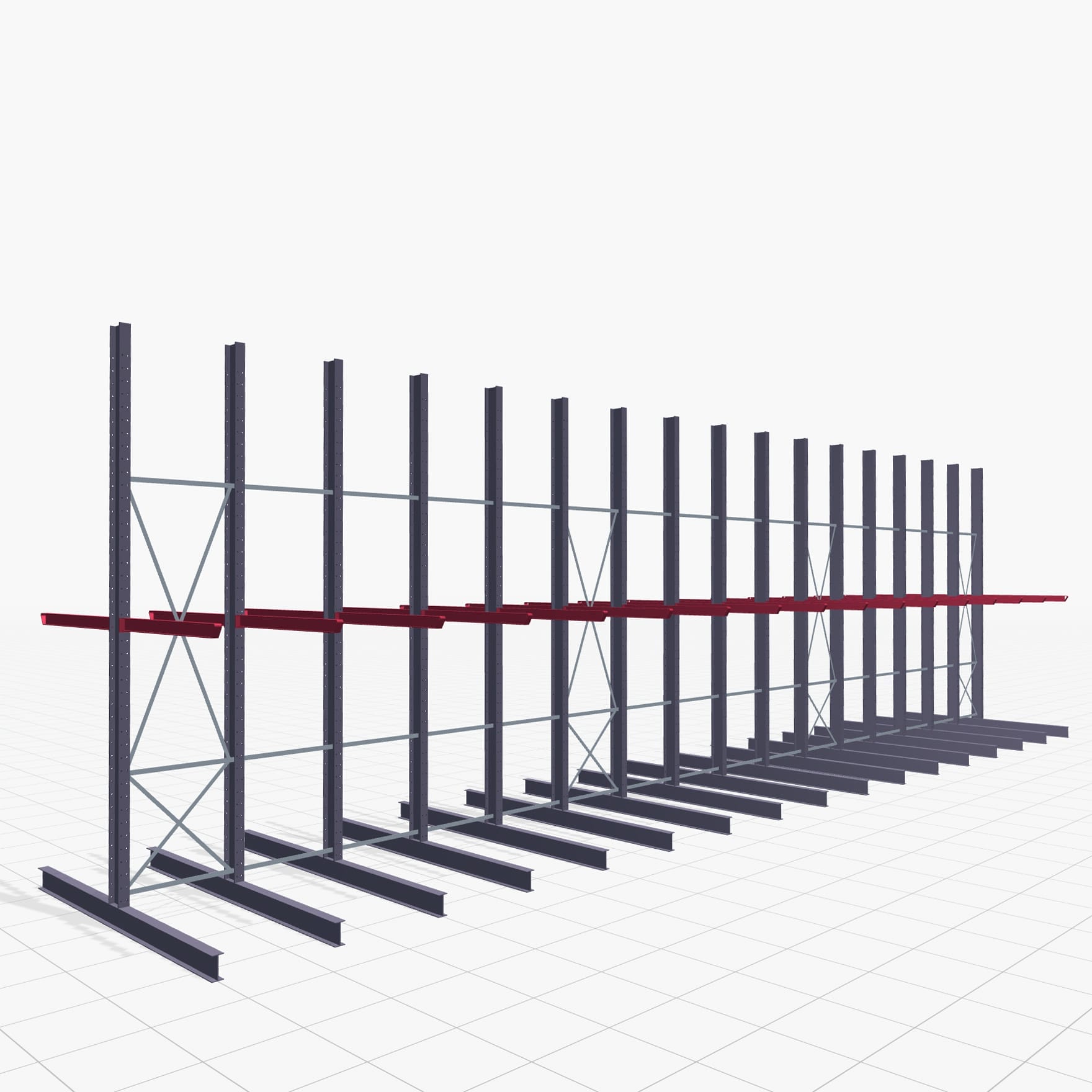 Draagarmstellingen heftruckbediend KSX 2000, H: 4.500 mm, B: 16100 mm, Armlengte: 1.500 mm, tweezijdig gebruik