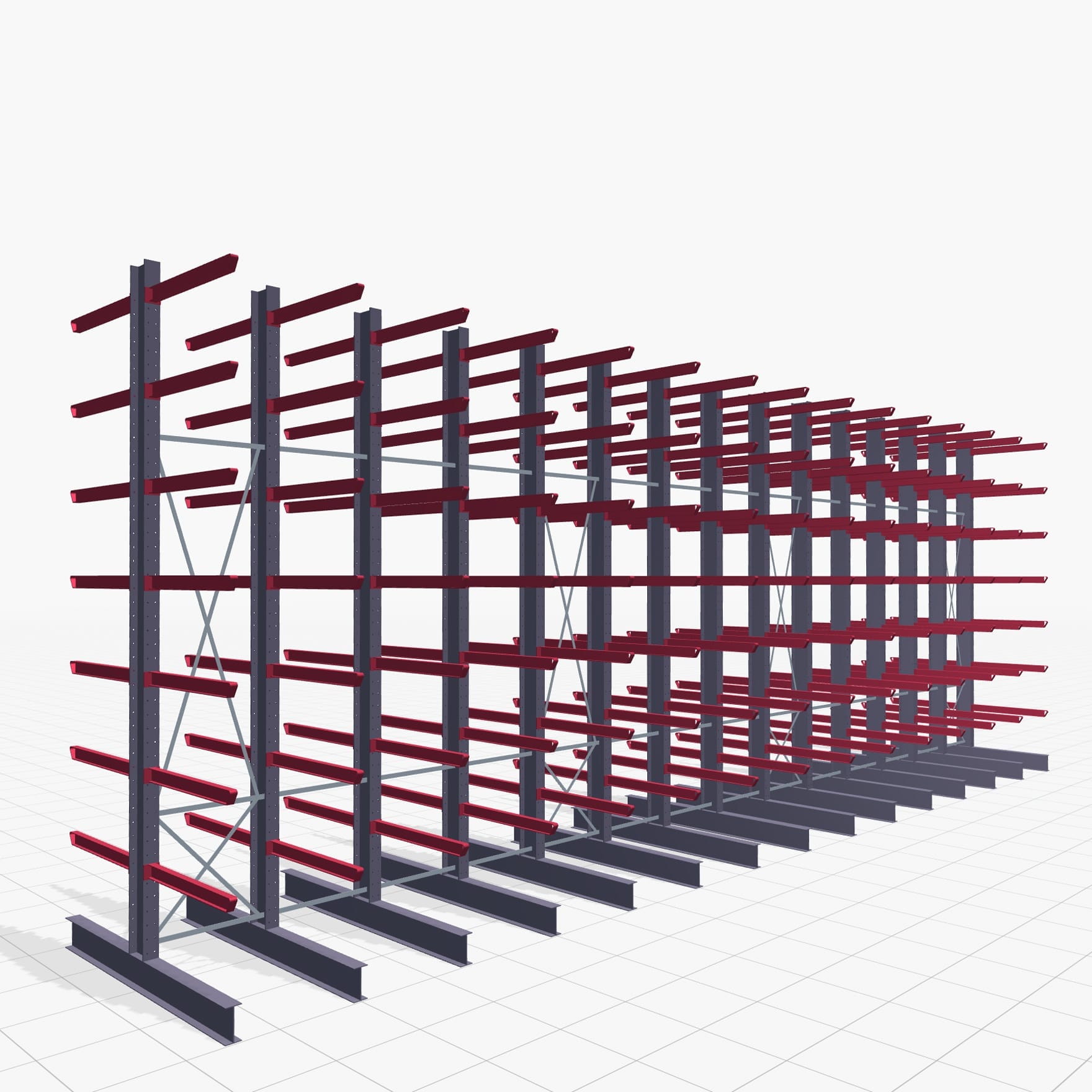Draagarmstellingen heftruckbediend KSX 2000, H: 5.000 mm, B: 14110 mm, Armlengte: 1.200 mm, tweezijdig gebruik