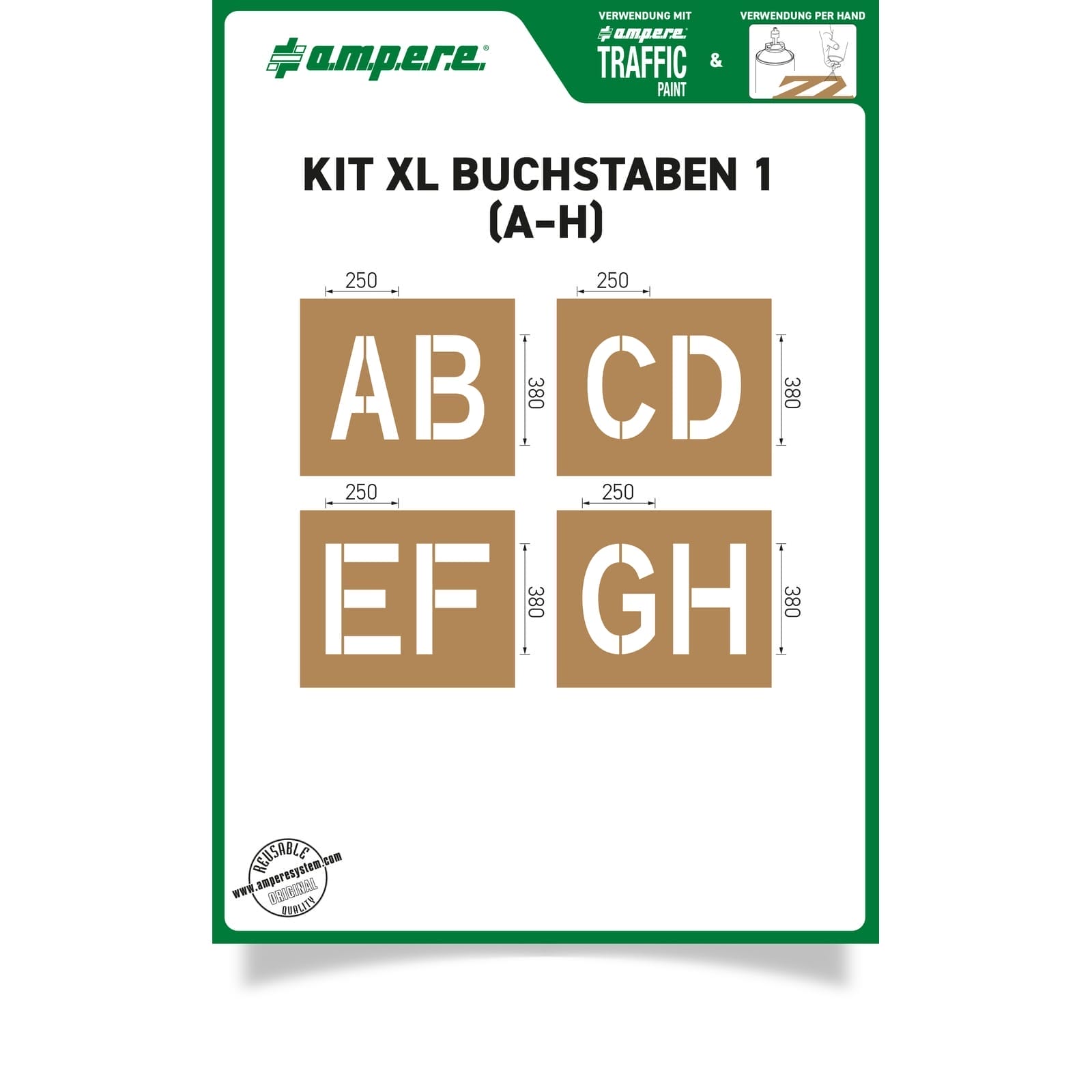 RMX sjablonen KIT XL letters A-H