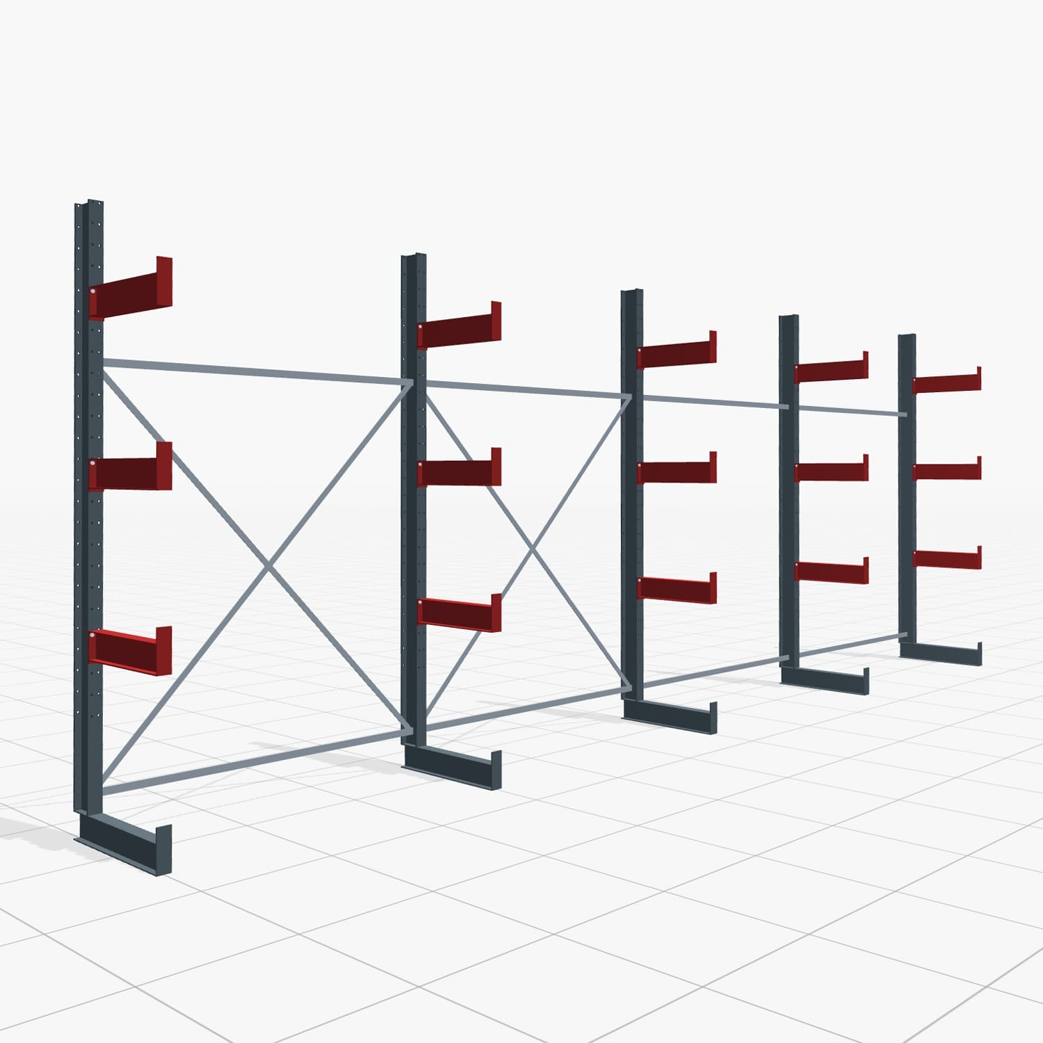 Draagarmstellingen handbediend KHX 3000, H: 3.000 mm, B: 8.077 mm mm, Armlengte: 2.680 kg, eenzijdig gebruik